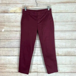 Kut From The Kloth Crop Trouser Women’s Size 2 Slim Straight Ankle Maroon Pants